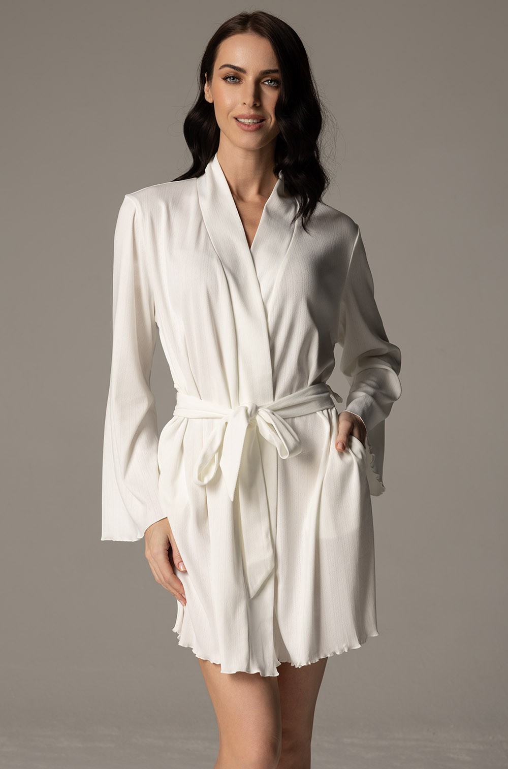 Халат короткий Mia-Amore Susan 5603 из трикотажа пуантель белый