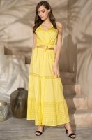 Костюм женский топ с юбкой хлопковый Рошель Rochelle 1612 Mia-Amore жёлтый