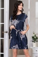 Шёлковая туника домашняя короткая с кружевом 3574 Александрия Mia-Amore