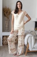 Шёлковая пижама топ с коротким рукавом и широкие брюки Амели 5046 Mia-Amore