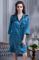 Рубашка женская атласная  домашняя Джулия JULIA 8737 синий Mia-Amore