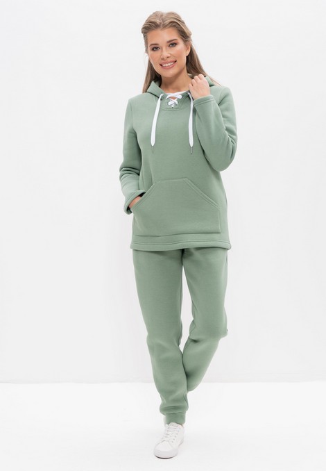 Спортивный костюм утеплённый худи с капюшоном/брюки 957 оливковый Cleo