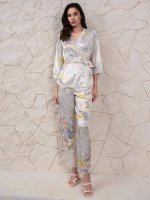 Шёлковая пижама женская жакет запашной и брюки Лилианна 5995 Mia-Amore