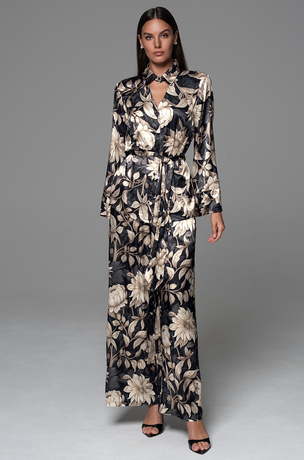 Шёлковая пижама жакет и широкие брюки-палаццо Дениса 4866 Миа-Аморе