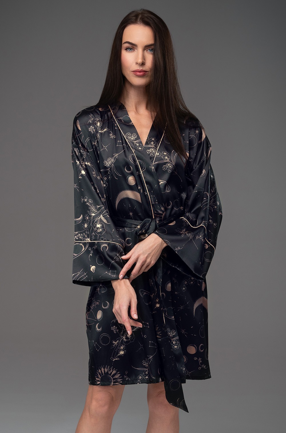 Домашний халат шёлковый запашной Галатея 4463 Mia-Amore