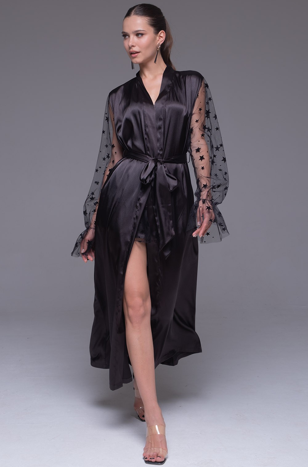 Шёлковый халат с эффектными рукавами Andromeda 4309 Mia-Amore