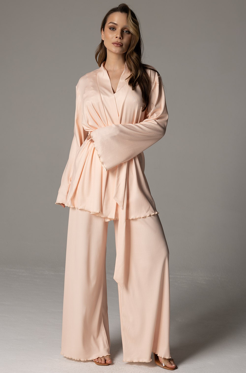 Пижама-тройка Mia-Amore Susan 5606 с брюками из трикотажа пуантель персик