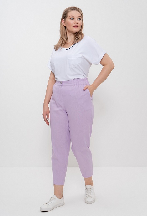 Брюки женские летние льняные 1405 CLEO сиреневый