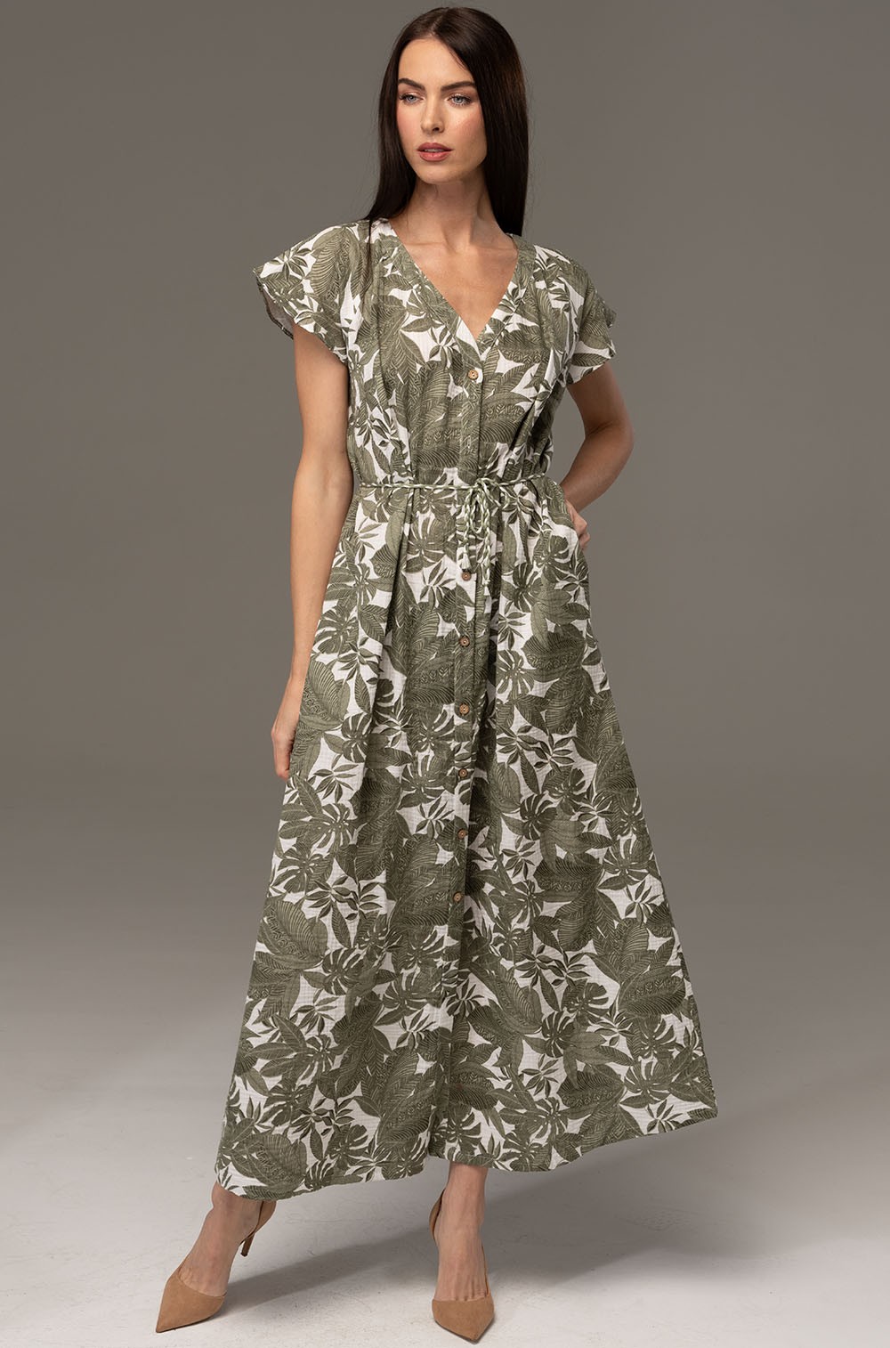 Летнее платье Mia‑Amore Avanta 5378 длинное на пуговицах из хлопка