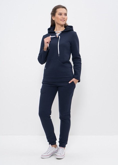 Спортивный костюм утеплённый  худи с капюшоном/брюки 957 синий Cleo