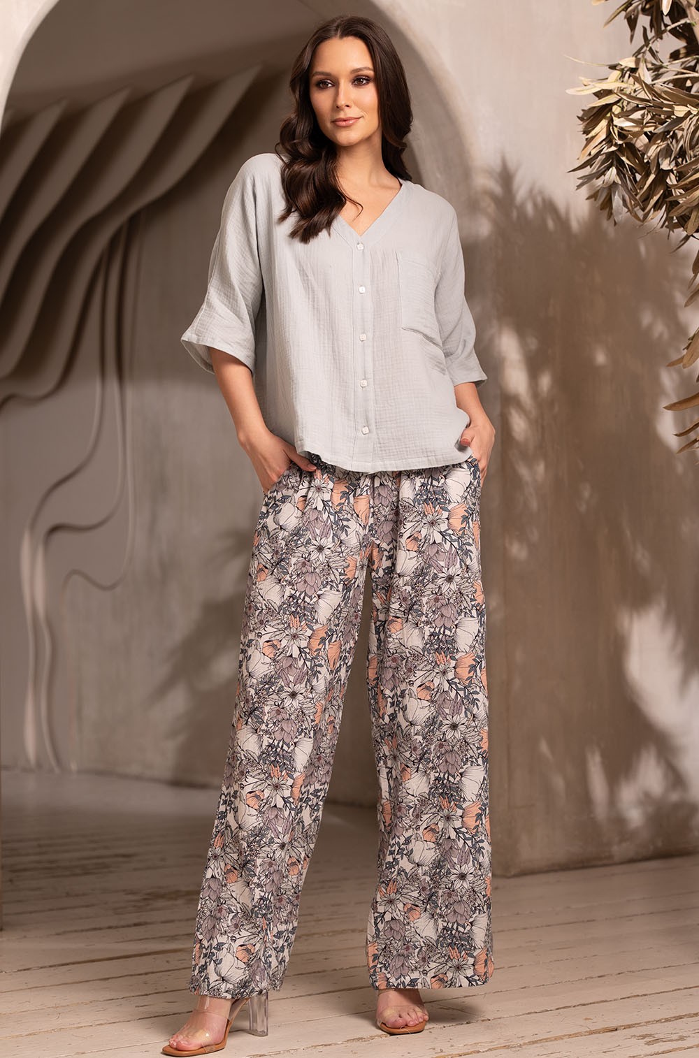 Комплект летний Mia-Amore Daisy 5826 рубашка и широкие брюки из хлопка