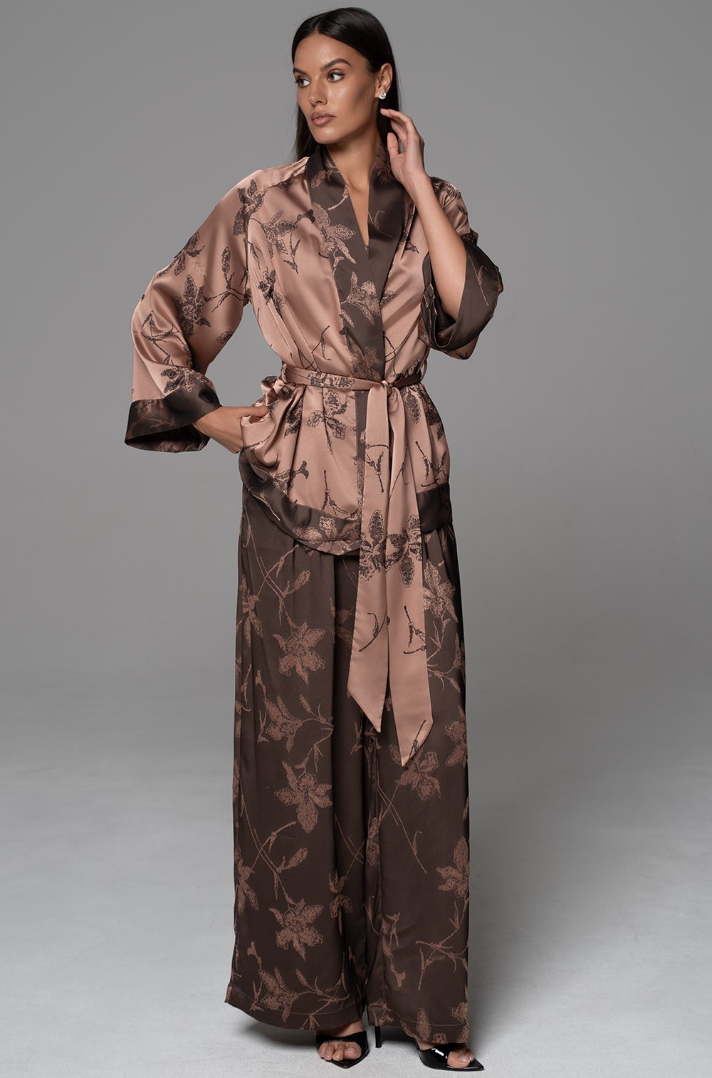 Пижама топ брюки жакет из шёлка с вискозой Шейла 4896 Mia-Amore