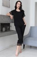 Уютный домашний комплект футболка и бриджи 1935 чёрный Алексис Mia-Amore