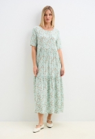 Платье женское длинное 1231 Cleo из штапеля оливковый/бел