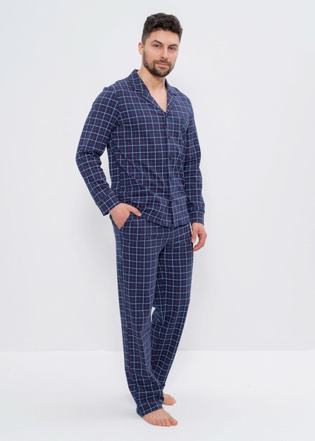 Пижама мужская хлопковая на пуговицах с брюками 980 синий CLEO