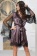 Шёлковый халат с широкими рукавам  Виндсор 3883 баклажан Mia-Amore