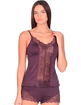 Пижама женская топ на узких бретелях и шорты фиолетовый 219 Reina Турция