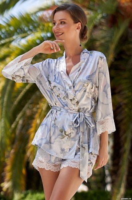 Шёлковая пижама тройка бралетт шорты жакет NOVELLA Новелла 3605 Mia-Amore