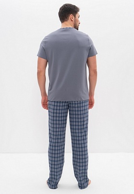 Хлопковая пижама мужская футболка со штанами серый 975 CLEO