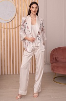 Шелковая пижама женская жакет топ брюки Кларисс 4165 Mia-Amore