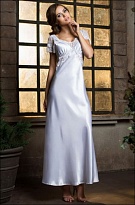 Атласная сорочка женская длинная с шифоном Lady in white 17258 Mia-Mia