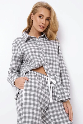 Пижама женская фланелевая в клетку рубашка с брюками STACY Aruelle Литва
