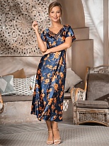 Шёлковое платье домашнее длинное с рукавом Кьяра QIARA 3828 Mia-Amore