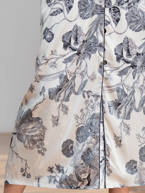 Шёлковый женский халат на пуговицах Лэтуаль LETUAL 3439 молочный Mia-Amore
