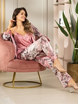 Шёлковая пижама-тройка жакет топ брюки Бренда BRENDA 3846 Mia-Amore