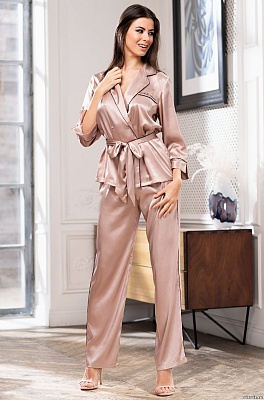 Шёлковая пижама женская жакет с брюками GABRIELLA  Габриэлла 3666 Mia-Amore