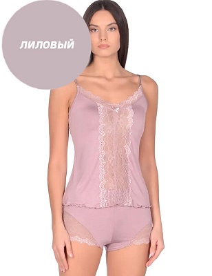 Пижама женская лиловая топ на узких бретелях и шорты 219 Reina Турция