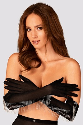 Элегантные перчатки из прозрачной сетки и интригующих бусин Milladis Obsessive