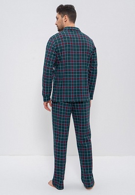 Пижама мужская хлопковая на пуговицах с брюками 980 зеленый CLEO