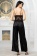 Шёлковая пижама кружевной бралетт/жакет/брюки чёрная Аурелия 3896 Mia-Amore