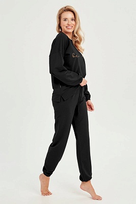 Костюм домашний женский кофта со штанами из хлопка чёрный 3004 LIA  Taro