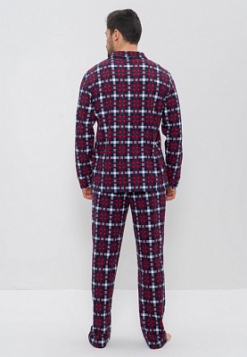 Пижама мужская хлопковая на пуговицах с брюками 980 син/кр CLEO