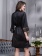 Шёлковый халат женский чёрный с кружевом на запахе Black Swan 3553 Mia-Amore 