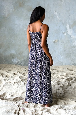 Платье длинное из вискозы NINA Нина 16458 синий Миа-Миа