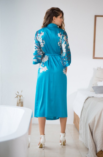 Шёлковый домашний длинный халат  Mia-Mia Sakura Сакура 15169