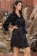 Шёлковый халат женский на пуговицах короткий чёрный 3797 FRIDA Mia-Amore