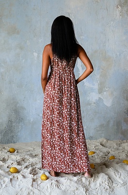 Платье длинное из вискозы NINA Нина 16458 бордо Миа-Миа