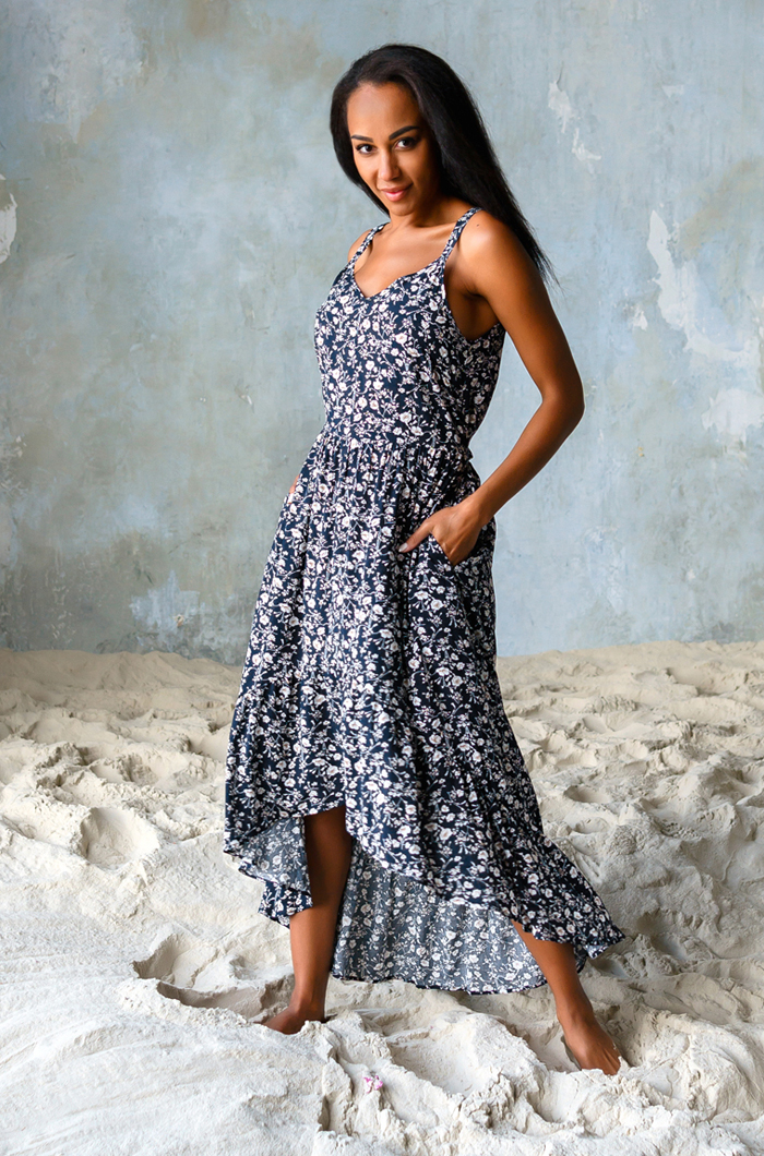 Платье длинное из вискозы NINA Нина 16456 синий Миа-Миа Платье длинное из вискозы NINA Нина 16456 синий Миа-Миа