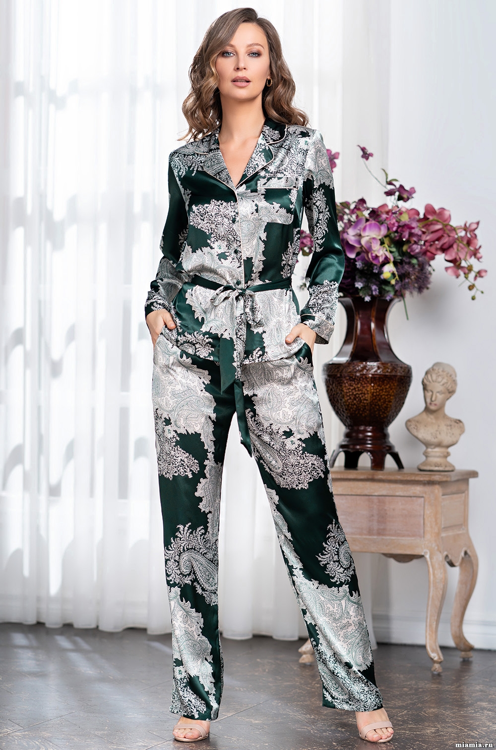 Шёлковая пижама жакет с брюками AGATA Агата 3706 Mia-Amore