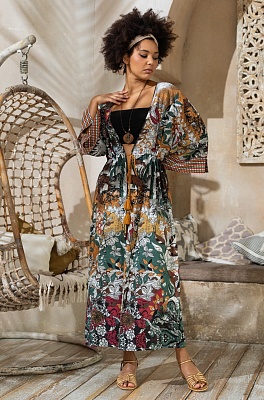 Пляжный халат распашной из вискозы 5349 Пальметта Mia-Amore Пляжный халат распашной из вискозы 5349 Пальметта Mia-Amore