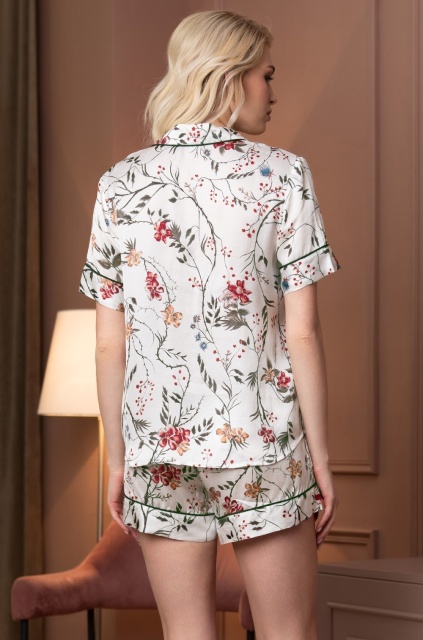 Пижама женская рубашка с шортами из смесового шёлка Мелоди 3934 Mia-Amore