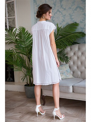 Хлопковая сорочка ночная рукавом HELENE Хелен 16195/голубой Миа-Миа Хлопковая сорочка ночная рукавом HELENE Хелен 16195/голубой Миа-Миа