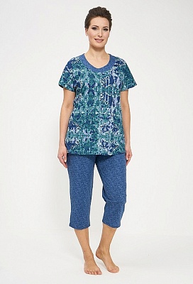 Костюм женский летний футболка с бриджами хлопковый 774 Cleo джинсовый