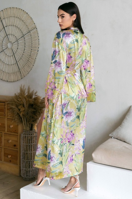 Шёлковый женский халат длинный большие размеры Иоланта 3959 Mia-Amore