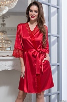Халат красный с кружевом шантильи 2087 Фламенко FLAMENCO Mia-Amore