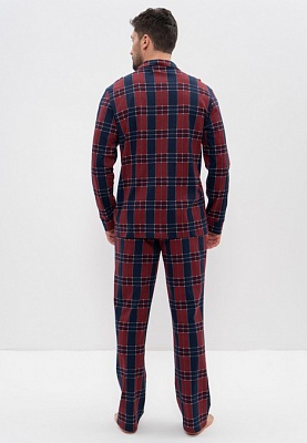 Пижама мужская хлопковая на пуговицах с брюками 980 бордо CLEO